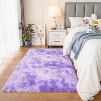 duduta Navy Blue Fluffy Plush Runner Rugs 2x6 ft Tie Dye Rectangle Shag Rug for Bedroom Dorm Living Room Kids Room, Machine Washable Anti-Slip