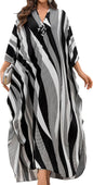 Women Kaftan Dresses Plus Size V-Neck Batwing Sleeves Beach Cover Up 2025 Summer Floral Print Caftan Dress
