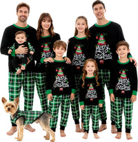 Family Christmas Pajamas Matching Sets - Soft Lettler Print Xmas Pjs for Couples & Kids | Holiday Family Pajamas