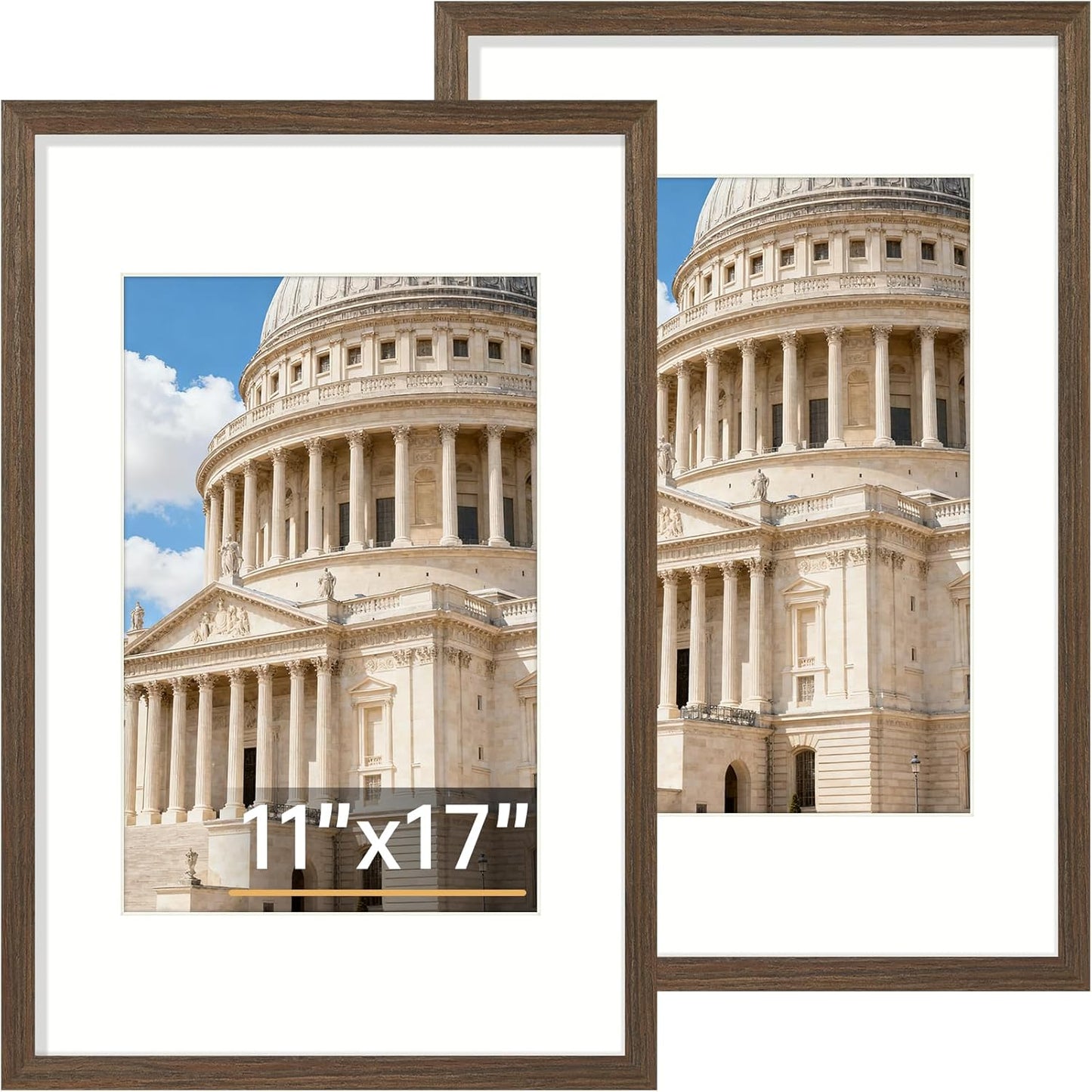 Vittanly 8x10 Picture Frame Set of 2, Solid Wood Frame for Wall or Tabletop, Display Photo 5x7 with Mat or 8x10 without Mat, Natural