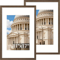 Vittanly 8x10 Picture Frame Set of 2, Solid Wood Frame for Wall or Tabletop, Display Photo 5x7 with Mat or 8x10 without Mat, Natural