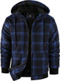 Mens Plaid Hoodies Winter Zip Up Fleece Jacket Sherpa Fleece Lined Warm Flannel Jacket Coat