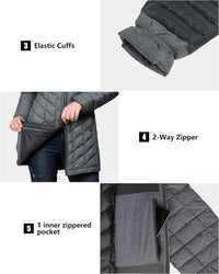 Outdoor Ventures Women's Maryan Hooded Ultra Lightweight Warm Thermolite Long Puffer Coat