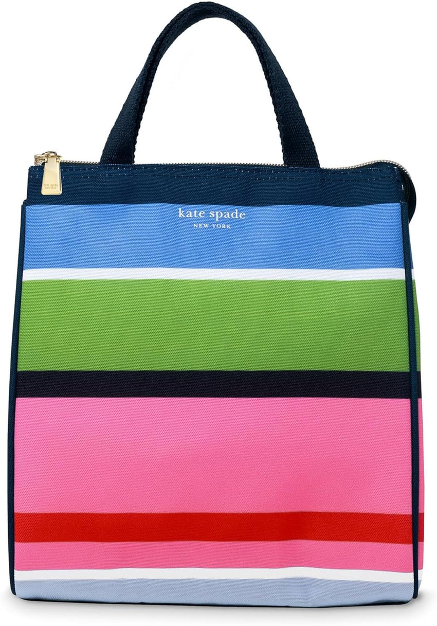 Kate Spade New York, Portable Soft Cooler Lunch Bag with Silver Insulated Interior Lining and Storage Pocket, Joy Dot