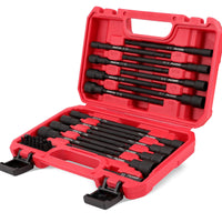 12-Piece Magnetic Nut Driver Set - Premium Impact Power Hex Nut Driver Drill Bit Master Kit, SAE & Metric, 1/4-Inch Quick-Change