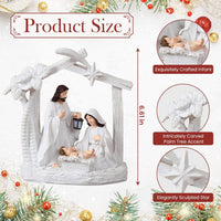 Alupssuc Nativity Set for Christmas Indoor Nativity Scene Decoration, Sculpted Hand Painted Nativity Figurines Scene with Manger, Nativity Figures Sets for Indoor Tabletop Decorations, White