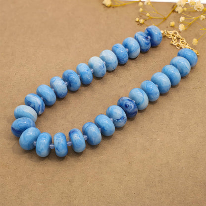 We We Chunky Colorful Beaded Necklace for Women Large Boho Statement Bead Chokers Necklaces Turquoise Blue Big Beads Jewelry Neck Summer Beach