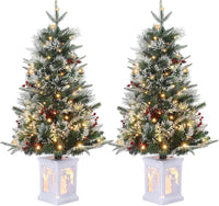 3 Ft Pre-Lit Christmas Tree, Artificial Christmas Trees with Lighting, Xmas Trees with 78 Led Lights, Christmas Decoration for Home, Office, Easy Assembly