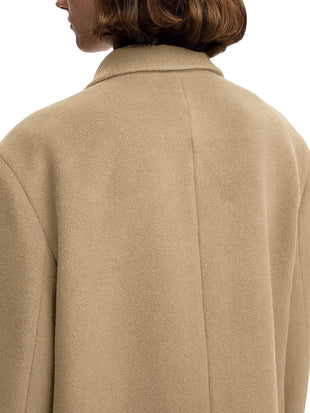 Mina Self Long Wool Coat Women 2025 Fall Winter Notch Lapel Double Breasted Full-Lined Business Casual with Pockets Pea Coats