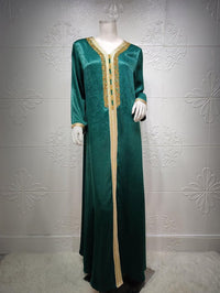 PolyJolly Embroidery Abaya Dress for Women Dubai Sadui Bead Moroccan Kaftan Fancy Eid Collection