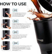 TITAN Heated Coffee Mug, 15 oz. 15 Hour Battery Life, Self-Heating, Battery Powered, Adjustable Temperature, LCD Screen, Portable Charger, Great for Coffee and Tea Lovers (Black)