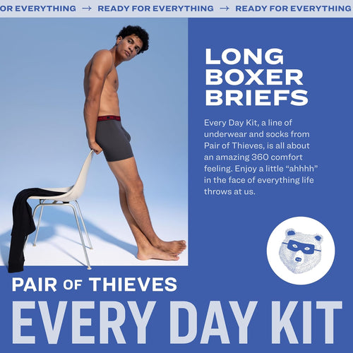 Pair of Thieves Men’s Long Boxer Briefs – Soft, Breathable, Quick Dry Underwear with 4-Way Stretch – Multi-Pack
