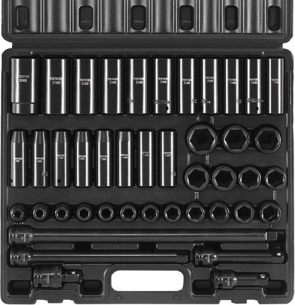 VEVOR Impact Socket Set 3/4 Inches 29 Piece Impact Sockets, 6-Point Sockets, Rugged Construction, CR-M0, 3/4 Inches Drive Socket Set Impact SAE 3/4 inch - 2-1/2 inch, with a Storage Cage