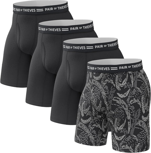 Pair of Thieves Men’s Long Boxer Briefs – Soft, Breathable, Quick Dry Underwear with 4-Way Stretch – Multi-Pack