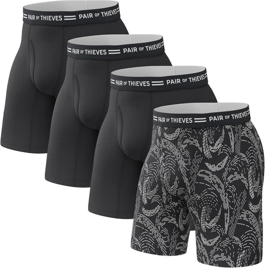 Pair of Thieves Men’s Long Boxer Briefs – Soft, Breathable, Quick Dry Underwear with 4-Way Stretch – Multi-Pack