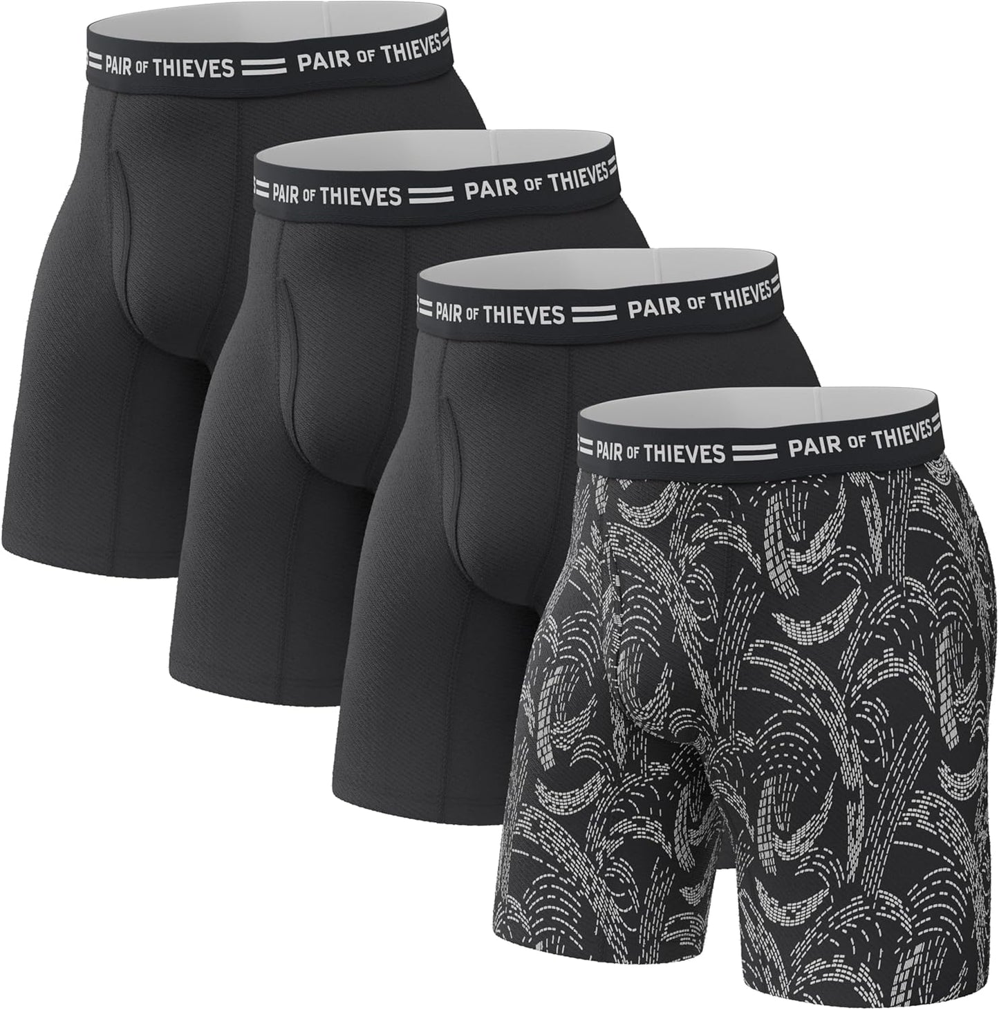Pair of Thieves Men’s Long Boxer Briefs – Soft, Breathable, Quick Dry Underwear with 4-Way Stretch – Multi-Pack