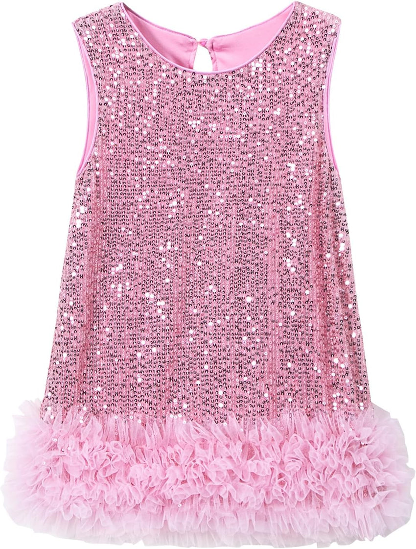 Tutu.kk Toddler Girls Sequin Dress A-Line Sparkly Sleeveless Wedding Gown Party Dresses for Girls