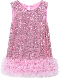 Tutu.kk Toddler Girls Sequin Dress A-Line Sparkly Sleeveless Wedding Gown Party Dresses for Girls