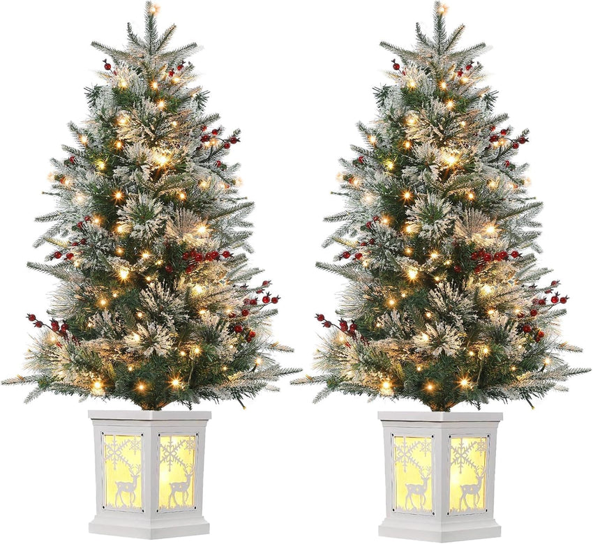 3 Ft Pre-Lit Christmas Tree, Artificial Christmas Trees with Lighting, Xmas Trees with 78 Led Lights, Christmas Decoration for Home, Office, Easy Assembly