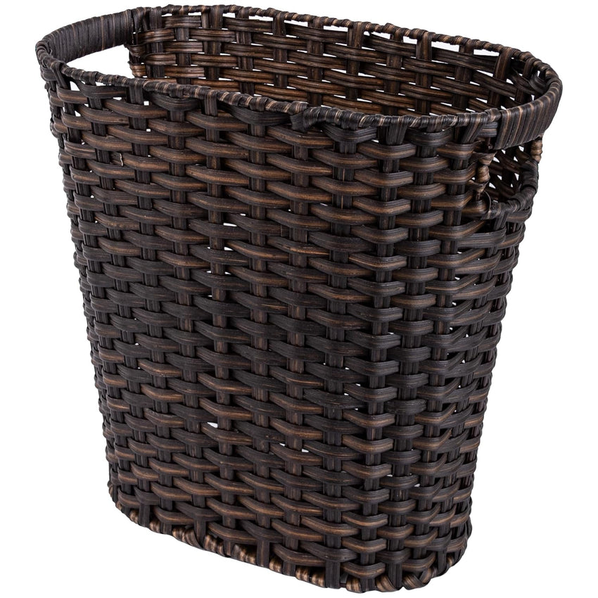GRANNY SAYS Wicker Trash Can, Bathroom Trash Can with Handles, Wicker Waste Basket for Bathroom, Waste Basket for Bedroom, Decorative Wicker Wastebasket, 19 Liters/5 Gallons, 1-Pack Dark Brown