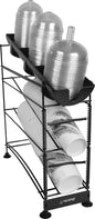 San Jamar Wireworks Cup and Lid Dispenser Fits 8 - 44 Oz. Cups, 3 Tiers with Suction Cup Feet for Restaurants, Fast Food, And Kitchens, Plastic, 8.25 X 20.5 X 22.5 Inches, Black