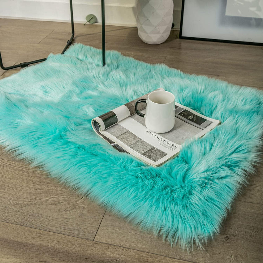 Ashler faux fur rug, Fluffy Shaggy Area Rug Ultra Soft 2 x 3 Feet Sheepskin Fur Rug, Navy Blue Fuzzy Rug Machine Washable Shag Rug, Nursery Decor Throw Rugs for Bedroom, kids room, Living Room