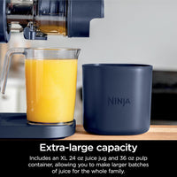 Ninja NeverClog Cold Press Juicer, Powerful Slow Juicer with Total Pulp Control, Countertop, Electric, 2 Pulp Functions, Dishwasher Safe, 2nd Generation, Blue/Navy, JC151NV