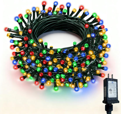 RPGT Christmas Light 1000 LEDs 336ft Green Cable Wire Fairy String Tree Twinkle Lights Plug in 12 Modes for, Outdoor, Garden, Wedding, Christmas Party, Home Decoration (Warm White)