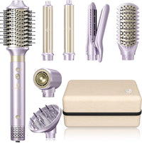 [Dual Voltage] webeauty 6 in 1 Hot Air Styler, High-Speed Negative Ionic Hair Dryer with Auto Curlers, Professional Blow Dryer Brush, Diffuser, Volumizer Multiple Styling, No Heat Damage