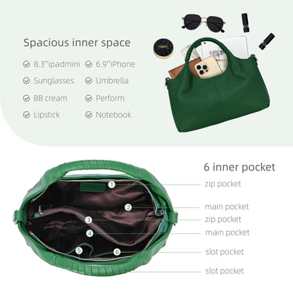 Iswee Leather Satchel Women Purse and Handbag Crossbody Shoulder Bag Hobo | Genuine Cowhide Leather Tote Top Handle Bag Soft & Durable Medium Size Bags with Detachable Multiple Pocketbooks Trendy