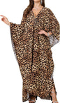 Women Kaftan Dresses Plus Size V-Neck Batwing Sleeves Beach Cover Up 2025 Summer Floral Print Caftan Dress