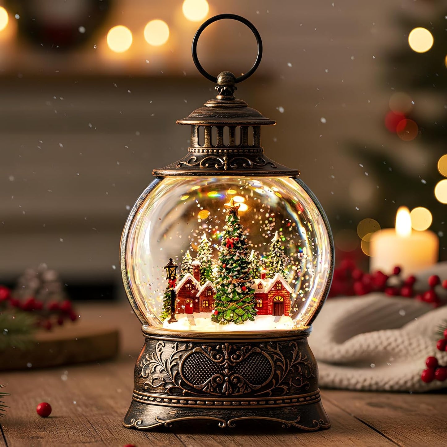 Christmas Snow Globes, Adoration of The Magi Nativity Manger Scene, Silent Night Music Water Lantern, Holiday Decorations Gifts for Family, Children or Friends