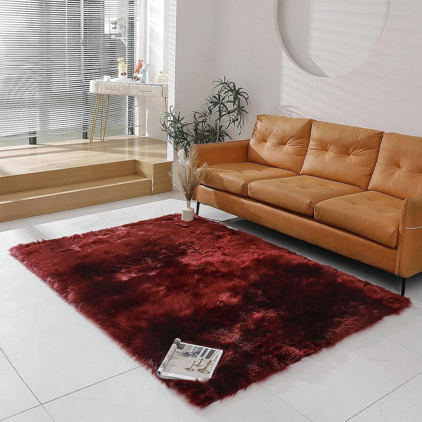 Faux Fur Rug Sheepskin Shag Fluffy Fuzzy White 2x6 ft Runner Rugs for Bedroom Bedside Bed Floor Living Room Plush High-Density Cushion Carpet Super Sofa Cover