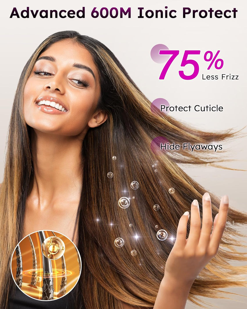 Deluxe 8-in-1 Air Styler Pro 2025 by Rylena, Hair Dryer Brush for Fast Drying, Auto Curling, Smoothing&Volumizing, 8 Attachable Heads, 110,000 RPM High-Speed Multi Styler, 600M Ionic Care, Stone
