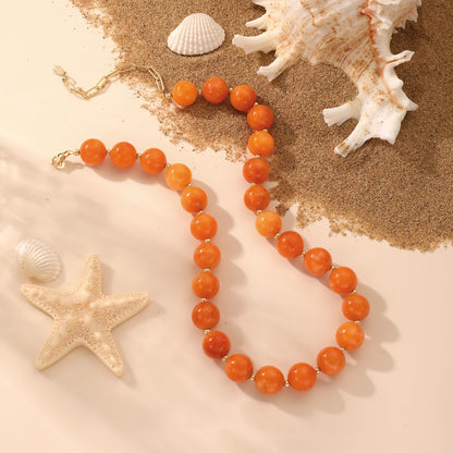 Colorful Beaded Necklace for Women Boho Statement Chunky Necklace Natural Stone Beads Gemstone Choker Necklaces Handmade Summer Beach Jewelry