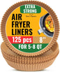 Air Fryer Paper Liners, 125Pcs Air Fryer Disposable Liners, Non-Stick and Oil Proof for Easy Cleanup, 8” Square for 5-8 qt Basket by Baker's Signature