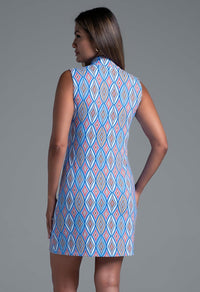 IBKUL Athleisure Wear Sun Protective UPF 50+ Icefil Cooling Romina Print Sleeveless Mock Dress - 58931