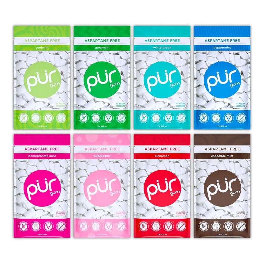 PUR Gum | Aspartame Free Chewing Gum | 100% Xylitol | Natural Spearmint Flavored Gum, 55 Pieces (Pack of 3)