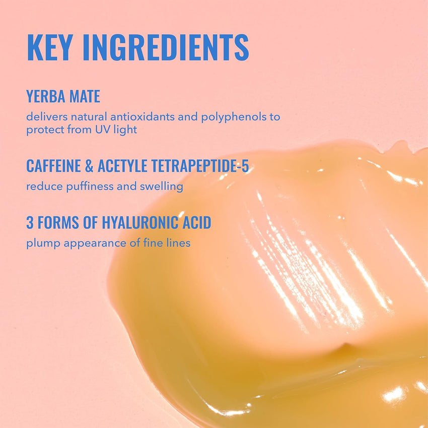 Good Molecules Yerba Mate Wake Up Eye Gel - Hydrating Under Eye Gel Cream with Hyaluronic Acid and Caffeine - Target Dark Circles and Puffiness - Skin Care for Face