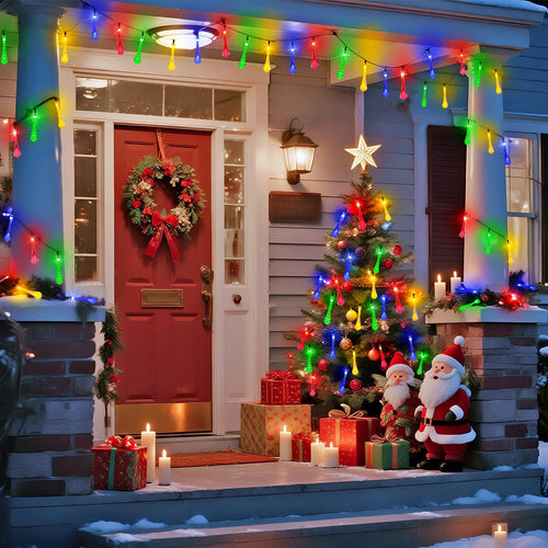 JMEXSUSS 2 Pack Solar String Lights Outdoor Waterproof, Total 41.6FT 60 LED Teardrop Water Drop Solar Light, Multi Colored Christmas Lights for Garden Patio Yard Tree Party Christmas Decorations