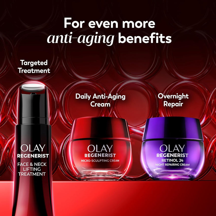 Olay Face Moisturizer, Regenerist Micro-Sculpting Cream for Women, Fragrance-Free - Anti-Aging, Anti-Wrinkle, Firming Skin Care - Triple Collagen Cream, Peptide, Hyaluronic Acid, Niacinamide, 1.7oz