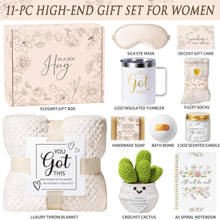 Get Well Soon Gifts Baskets for Women Self Care Gifts, Spa Care Package After Surgery Inspirational Thinking of You Sympathy Gift, Feel Better Encouragement Gift for Women Sick Friends Mom w/ Blanket