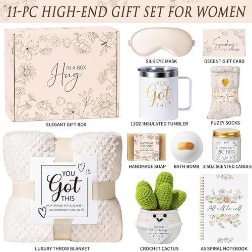Get Well Soon Gifts Baskets for Women Self Care Gifts, Spa Care Package After Surgery Inspirational Thinking of You Sympathy Gift, Feel Better Encouragement Gift for Women Sick Friends Mom w/ Blanket