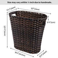 GRANNY SAYS Wicker Trash Can, Bathroom Trash Can with Handles, Wicker Waste Basket for Bathroom, Waste Basket for Bedroom, Decorative Wicker Wastebasket, 19 Liters/5 Gallons, 1-Pack Dark Brown
