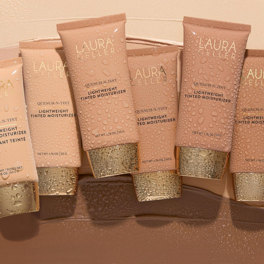 LAURA GELLER NEW YORK Quench-n-Tint Lightweight Tinted Moisturizer, Porcelain/Fair - Sheer to Light Buildable Coverage - Natural Glow Finish - Lightweight Formula - Hydratant Teinte