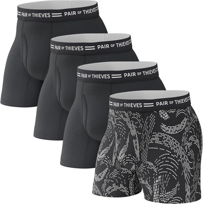Pair of Thieves Men's Underwear Boxer Briefs - Soft Cotton Boxer Briefs for Men Pack - 4 Pack Tagless Mens Underwear