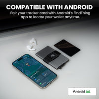 CODE 118 Slim Wallet Tracker Card for Android – Credit Card Size Bluetooth Tracking Device – Ultra Thin Aluminum & Tempered Glass – Ring Feature – Long Battery Life