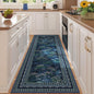 Rugcomf 2x6 Runner Rug Impressionist-Style Vintage Kitchen Rugs Non Slip Washable Soft Carpet Runner for Kitchen Laundry Bedroom Bathroom, Blue