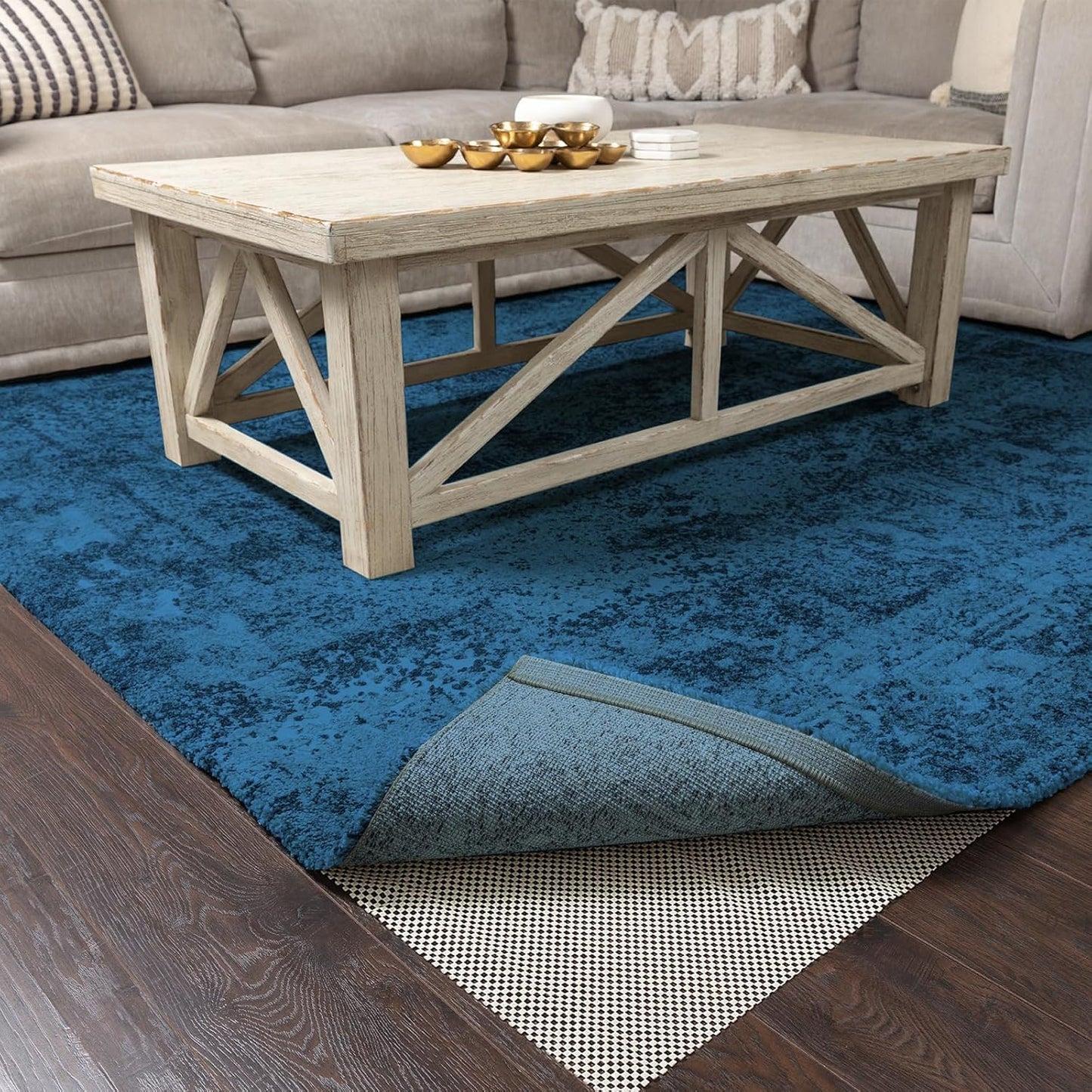 Veken Non Slip Rug Pad Gripper 8 x 10 Feet Extra Thick Pads for Any Hard Surface Floors, Keep Your Rugs Safe and in Place, Under Carpet Anti Skid Mat