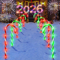 Christmas Decorations Outdoor, 10 Pcs Candy Cane Lights, 21'' Solar Pathway Lights with 8 Lighting Modes, Waterproof Garden Lights for Christmas Patio Yard Walkway Decorations